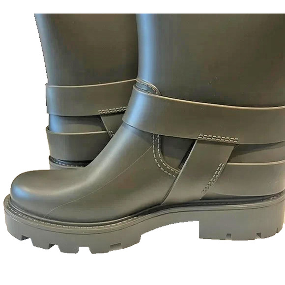 JEFFREY CAMPBELL Controller Army Green 6 Moto Buckles Lugged Sole Rain Booties - Picture 5 of 5